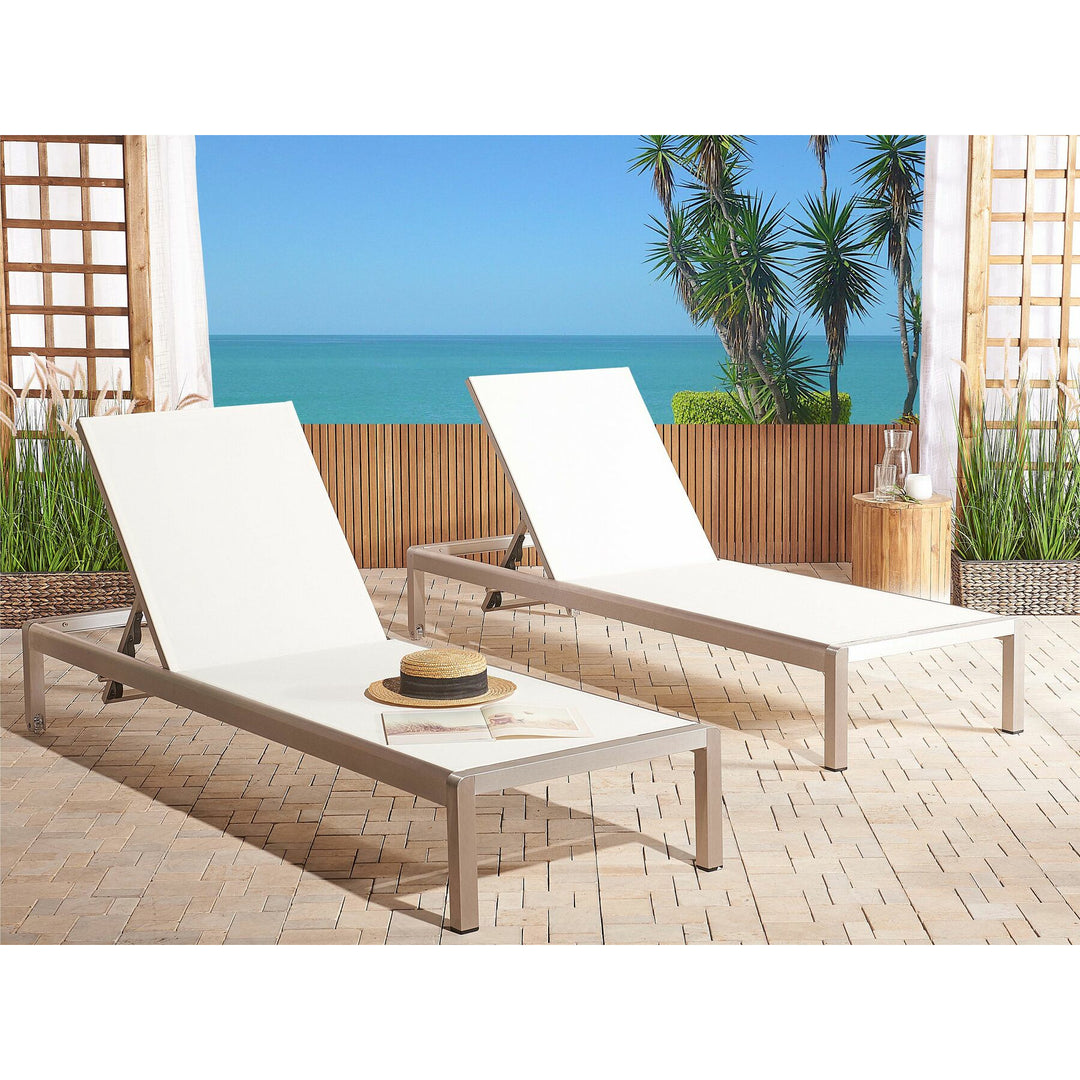 Aluminium Reclining Sun Lounger White FOSSATO
