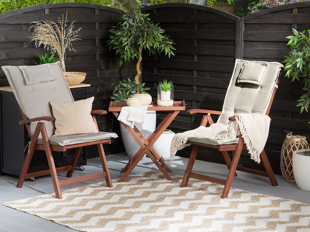 Frederico Acacia Wood Bistro Set with Cushions