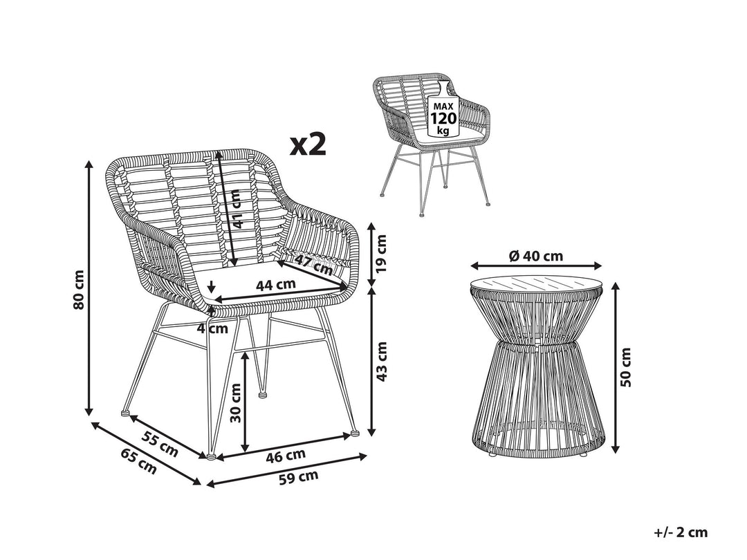 Lutyens Rattan Bistro Set Natural