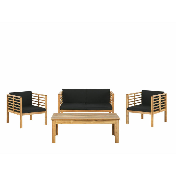 Pacific 4 Seater Acacia Wood Garden Sofa Set Light Wood 