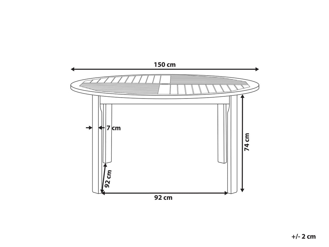 Garden Dining Table ⌀ 150 cm Light Wood Tollette