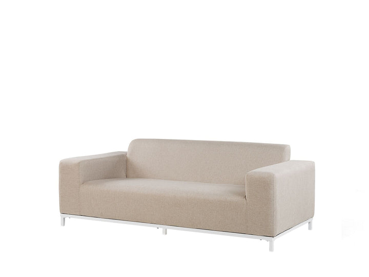 Outdoor Upholstered Sofa Garden Sofa  Polyester Beige 3 Seater Rovido