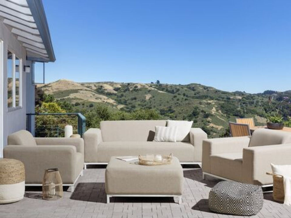 Rovigo 5 Seater Garden Sofa Set Beige with White
