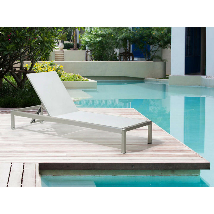 Aluminium Reclining Sun Lounger White Helton