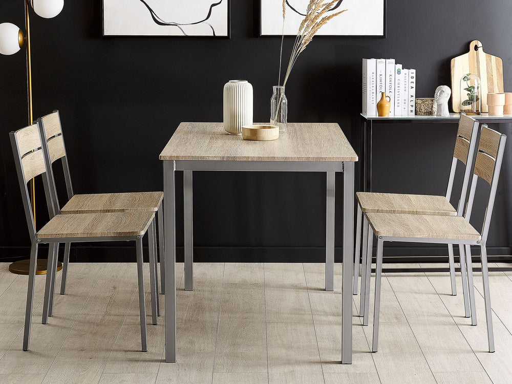 4 Seater Dining Set Light Wood with Grey BLUMBERG
