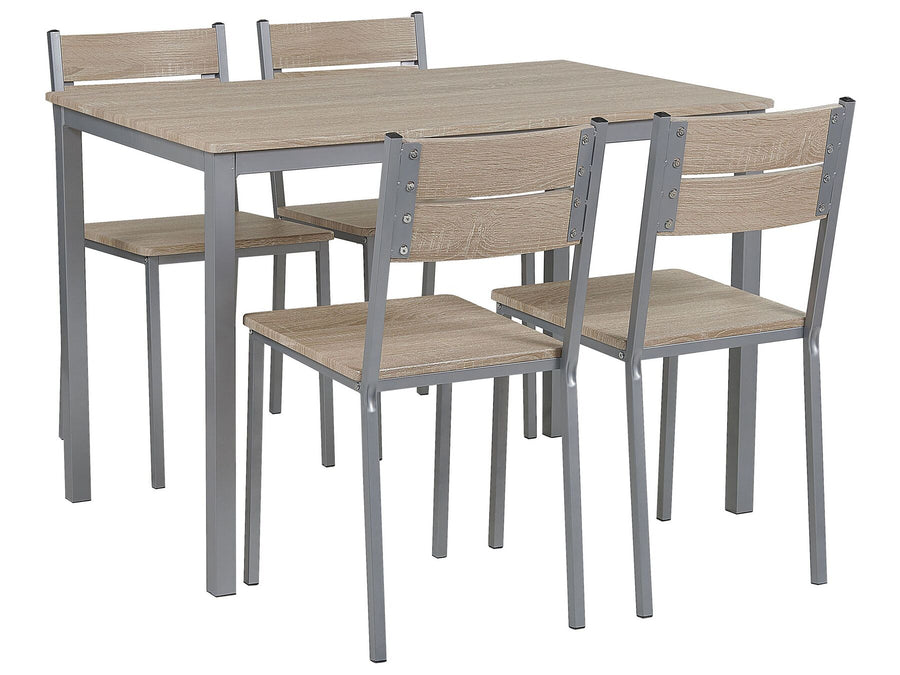 4 Seater Dining Set Light Wood with Grey BLUMBERG
