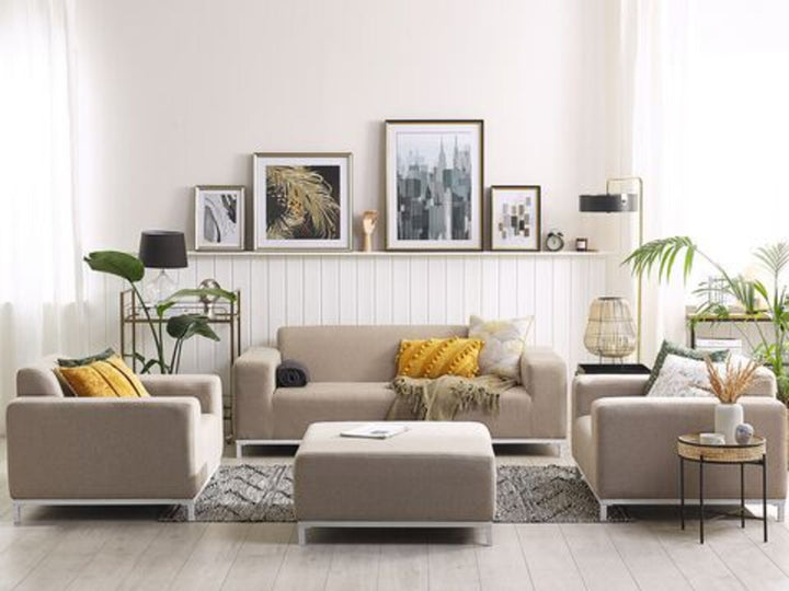 Rovigo 5 Seater Garden Sofa Set Beige with White