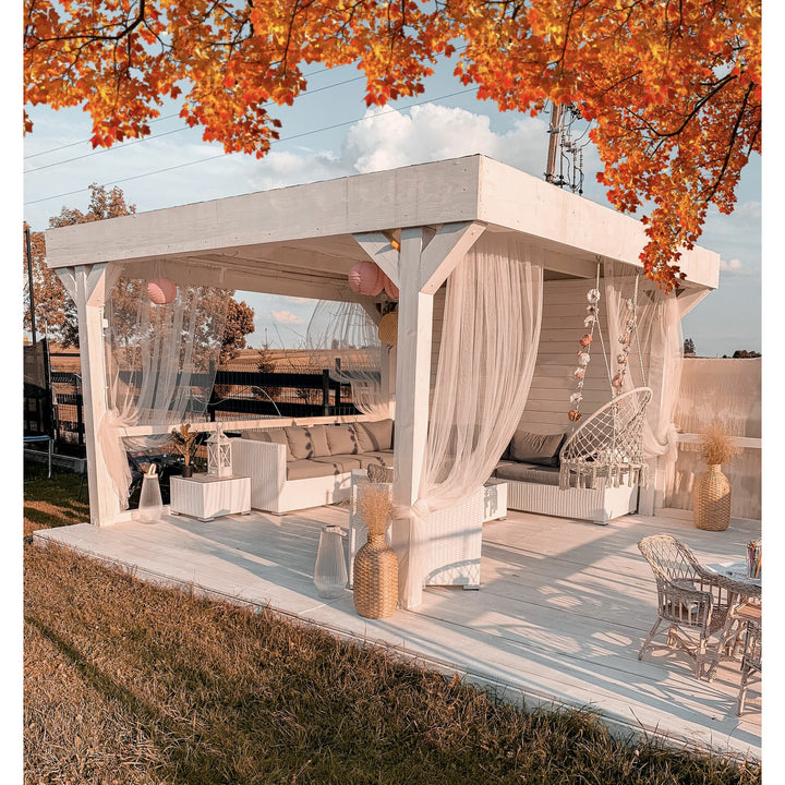 XXL Left Hand 8 Seater PE Rattan Garden Lounge Set White