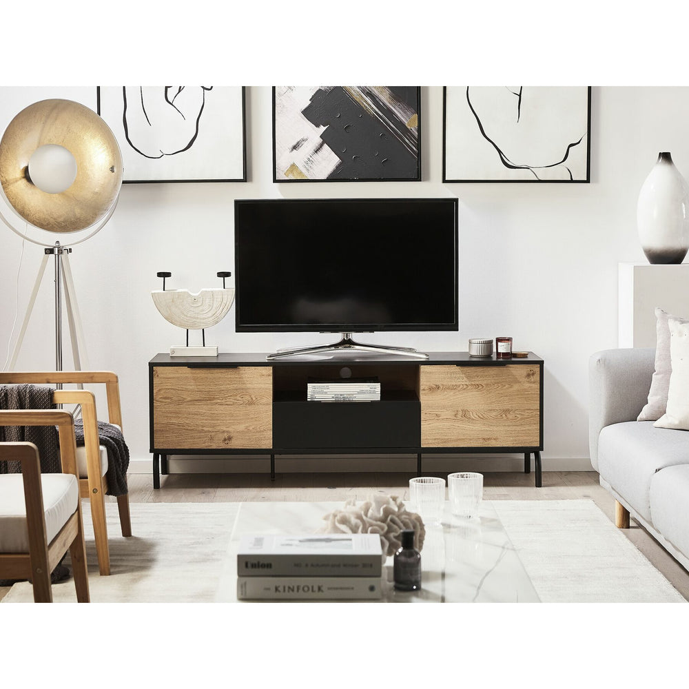 TV Stand Black with Light Wood ARKLEY
