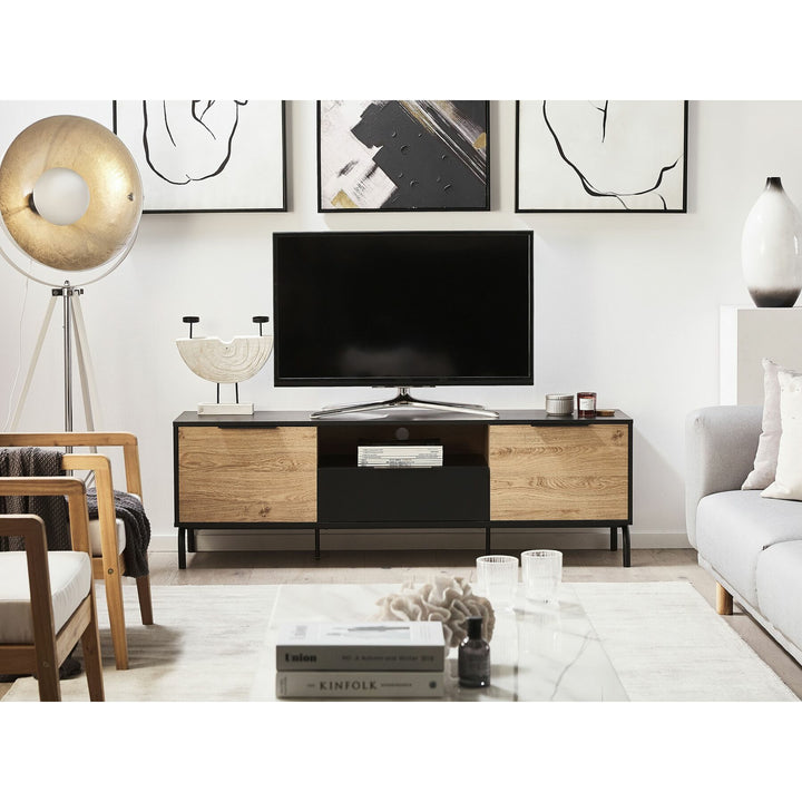 TV Stand Black with Light Wood ARKLEY
