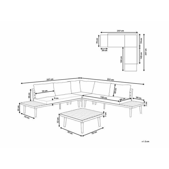 Corato 5 Seater Acacia Wood Garden Corner Sofa Set Grey