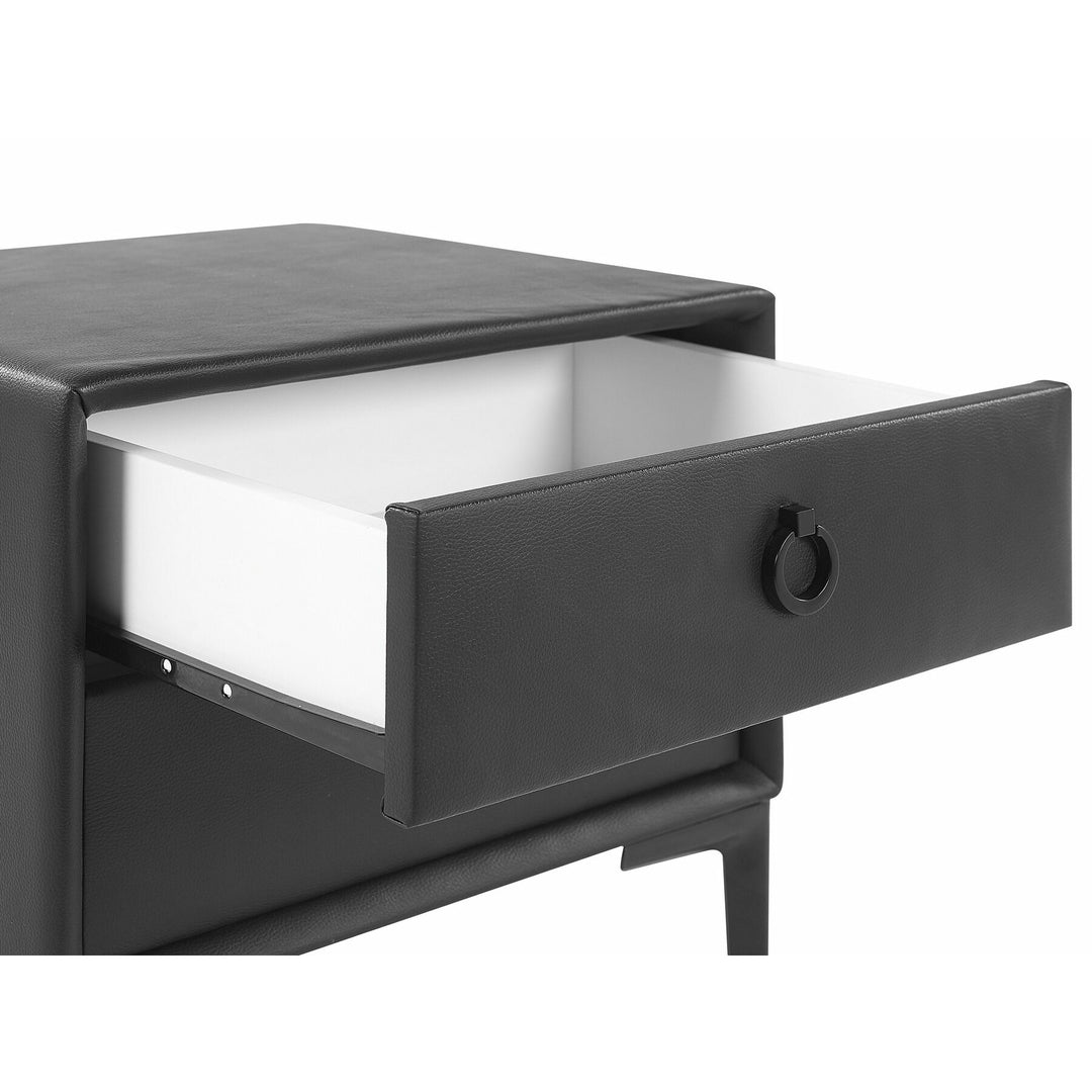Dmitry 2 Drawer Faux Leather Bedside Table Black