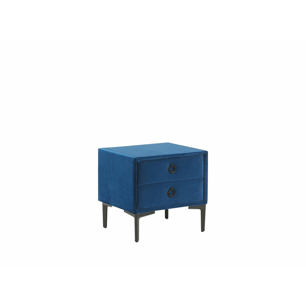 Dmitry 2 Drawer Velvet Bedside Table Blue – Sooxos