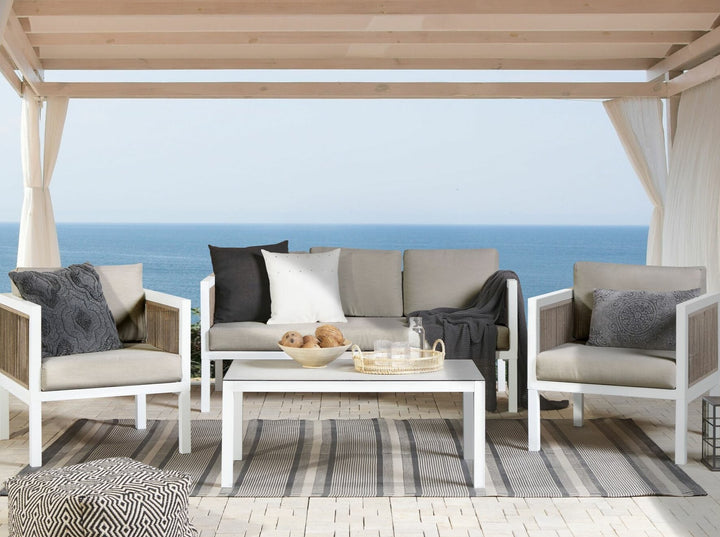 Borello 5 Seater Garden Sofa Set White and Brown