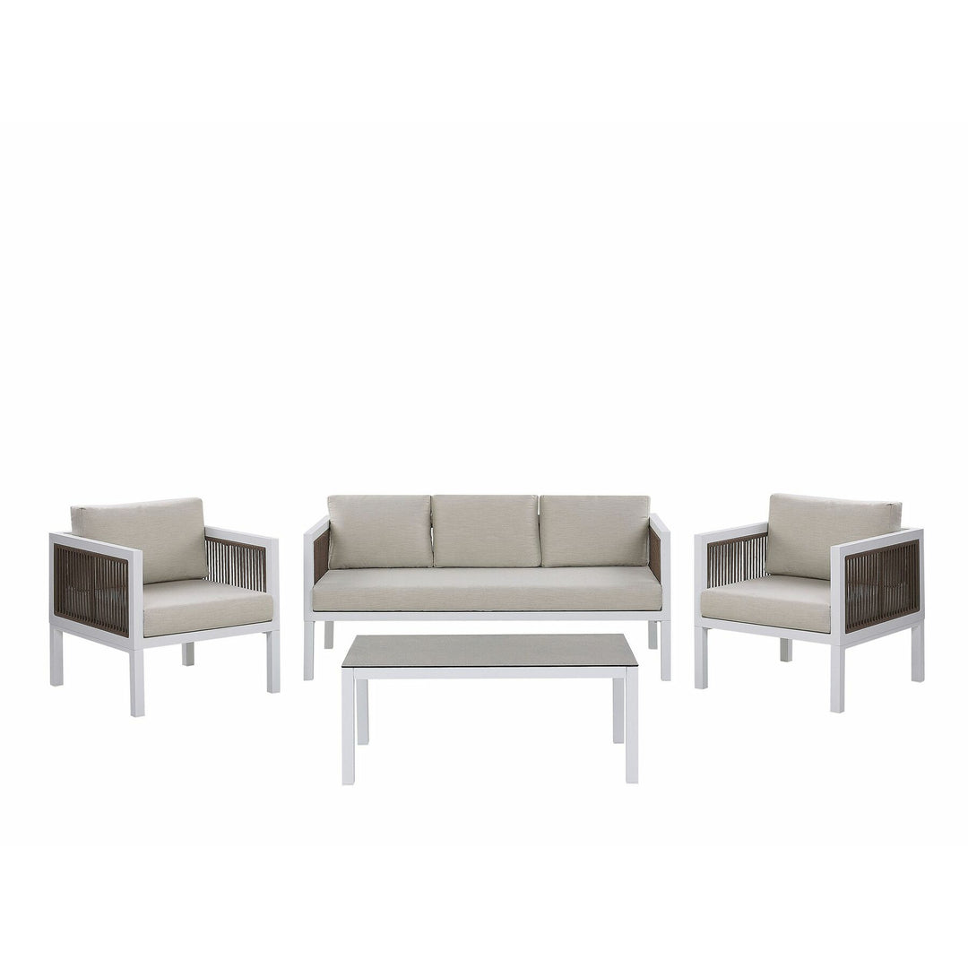 Borello 5 Seater Garden Sofa Set White and Brown
