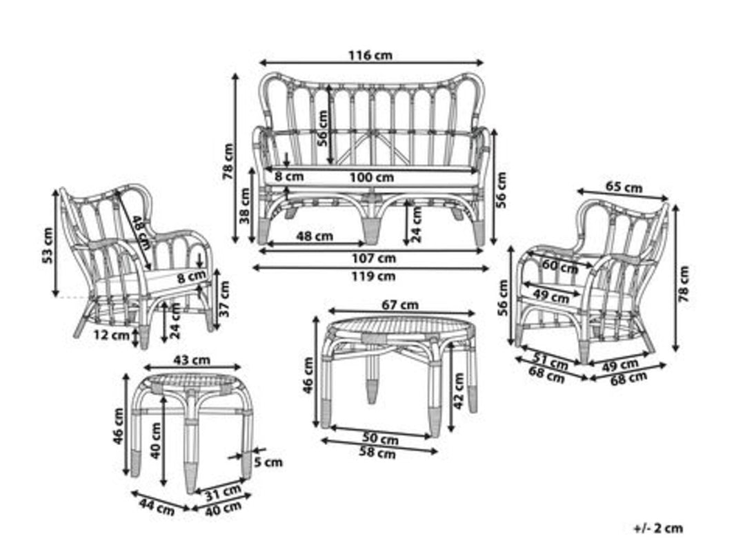 4 Seater Rattan Garden Sofa Set Natural Brindisi