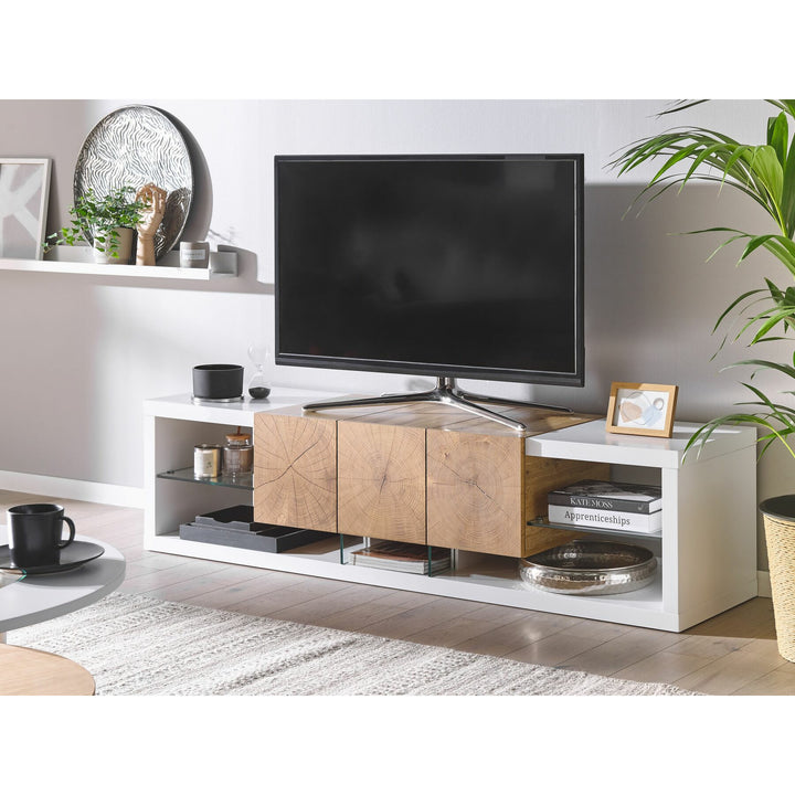 TV Stand White and Light Wood FULERTON