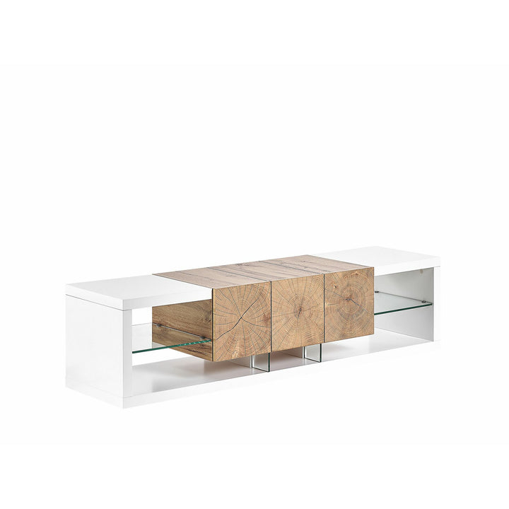 TV Stand White and Light Wood FULERTON