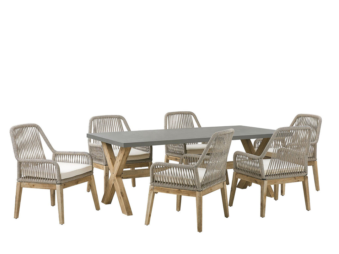 Olbia 6 Seater Concrete Garden Dining Set with Chairs Beige