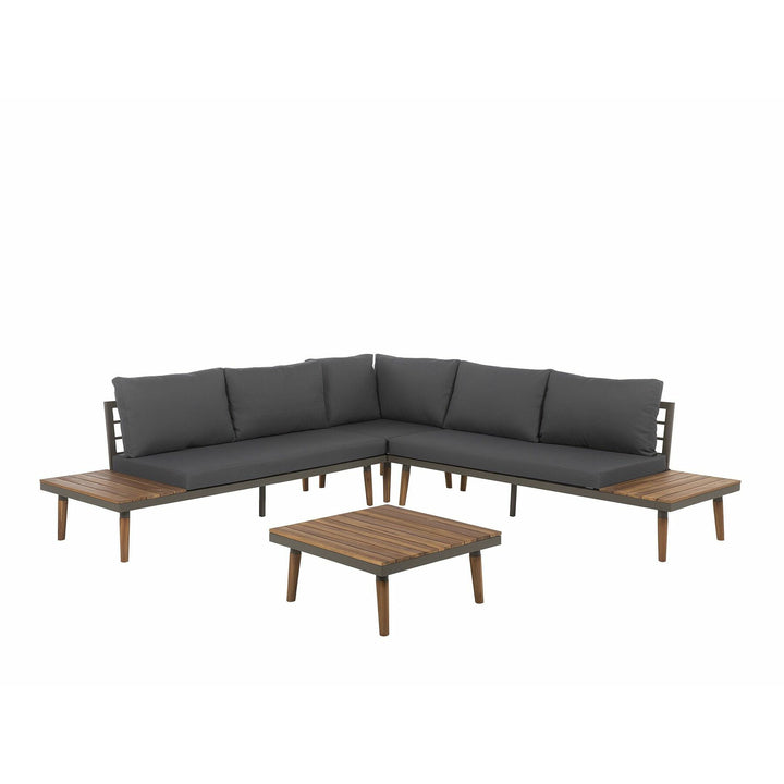 Corato 5 Seater Acacia Wood Garden Corner Sofa Set Grey 