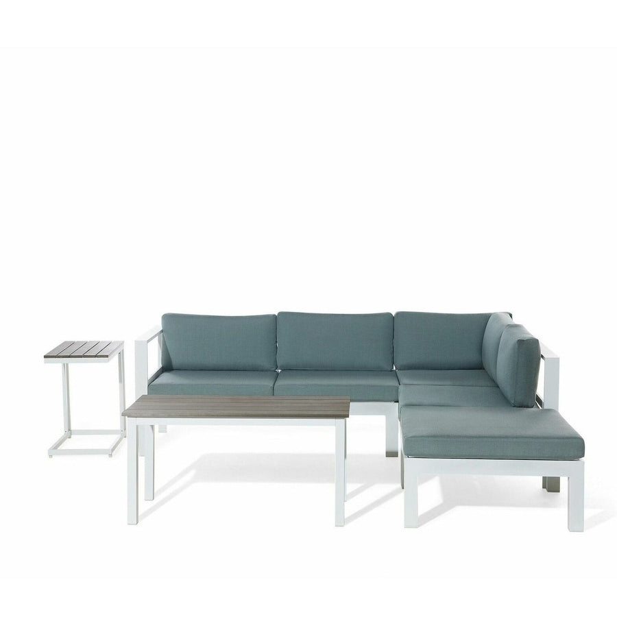 Messina Left Hand 5 Seater Aluminium Garden Corner Sofa Set Green