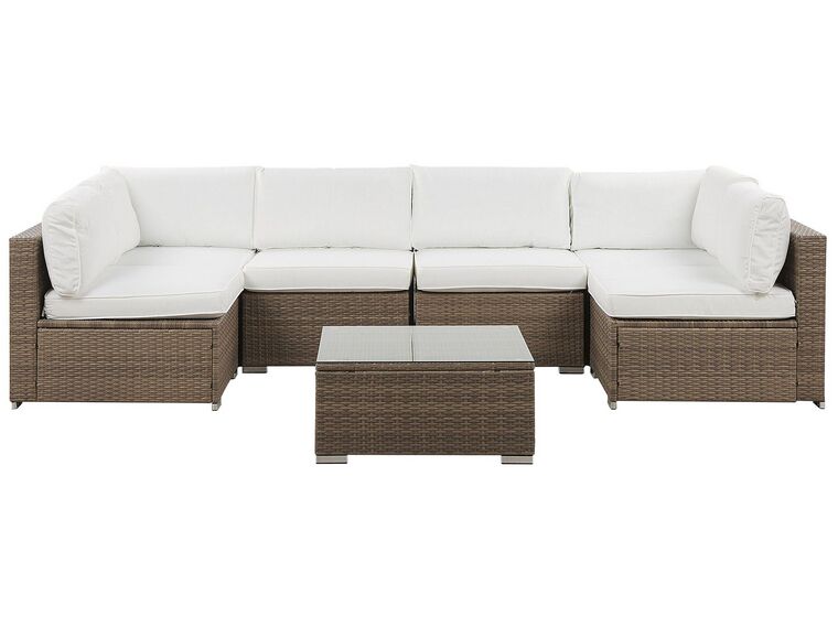 Belverede 6 Seater PE Rattan Garden Lounge Set White