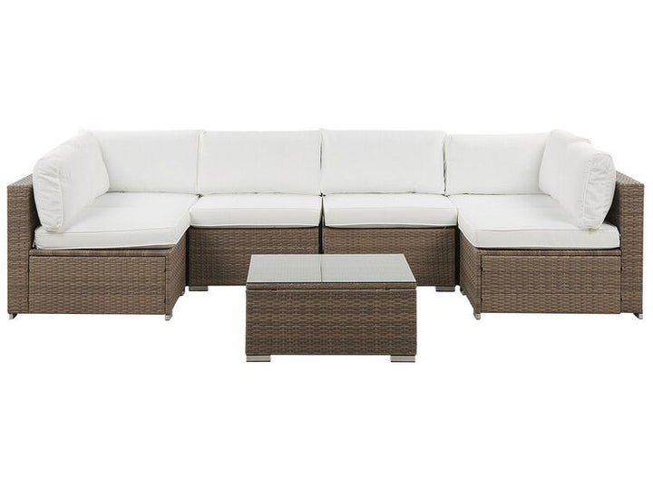 Belverede 6 Seater PE Rattan Garden Lounge Set White