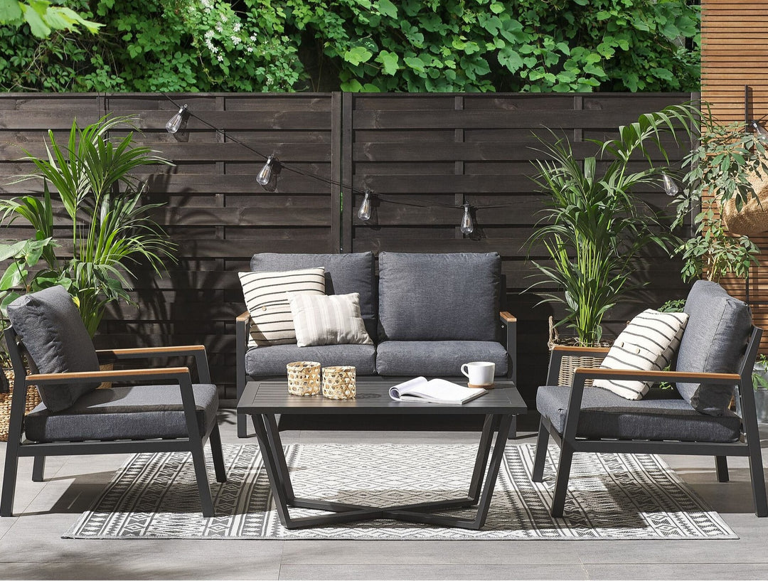 Delia 4 Seater Aluminium Garden Sofa Set Dark Grey
