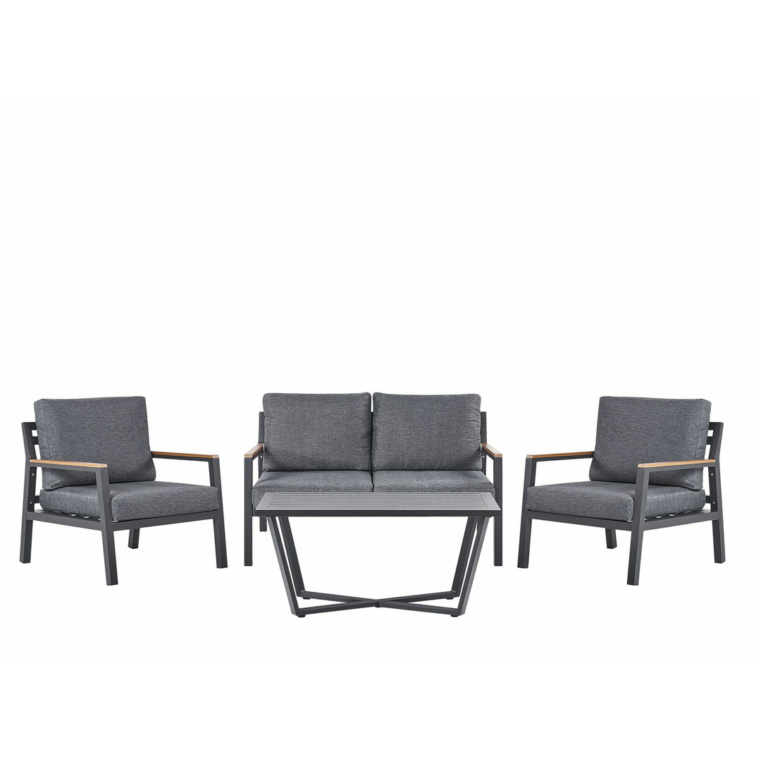 Delia 4 Seater Aluminium Garden Sofa Set Dark Grey