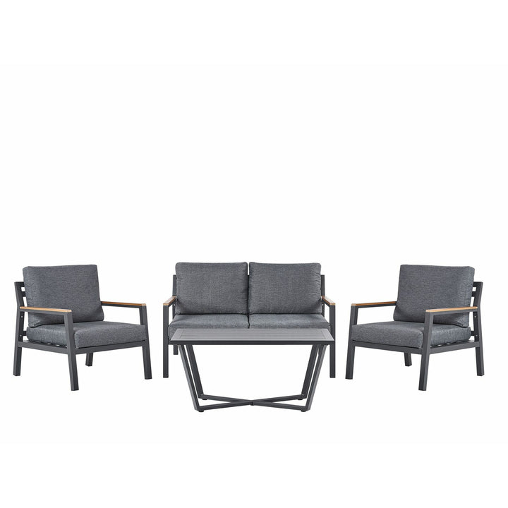 Delia 4 Seater Aluminium Garden Sofa Set Dark Grey