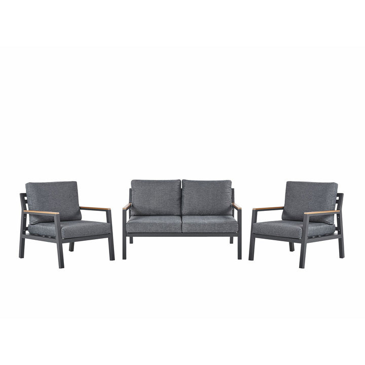Delia 4 Seater Aluminium Garden Sofa Set Dark Grey