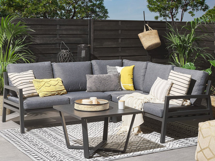 Vizzini 5 Seater Garden Corner Sofa Set Dark Grey 