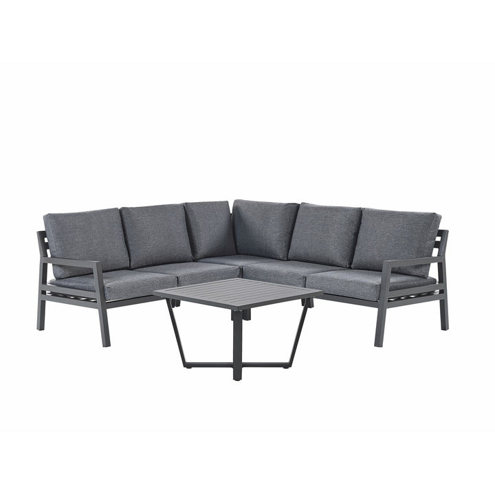 Vizzini 5 Seater Garden Corner Sofa Set Dark Grey 