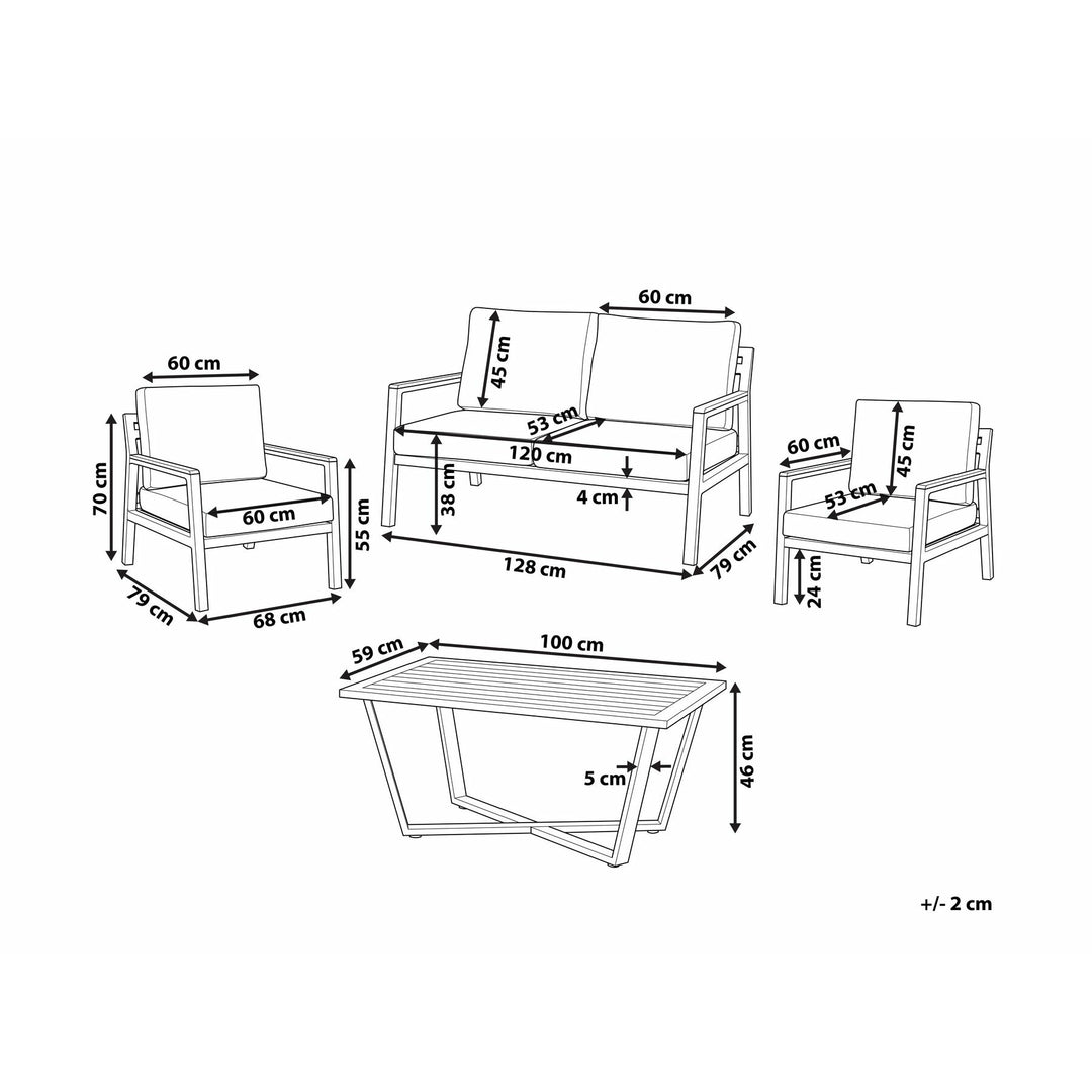 Delia 4 Seater Aluminium Garden Sofa Set Dark Grey
