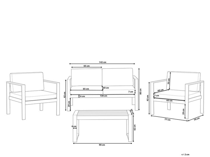 Salerno 4 Seater Aluminium Garden Sofa Set Light Grey