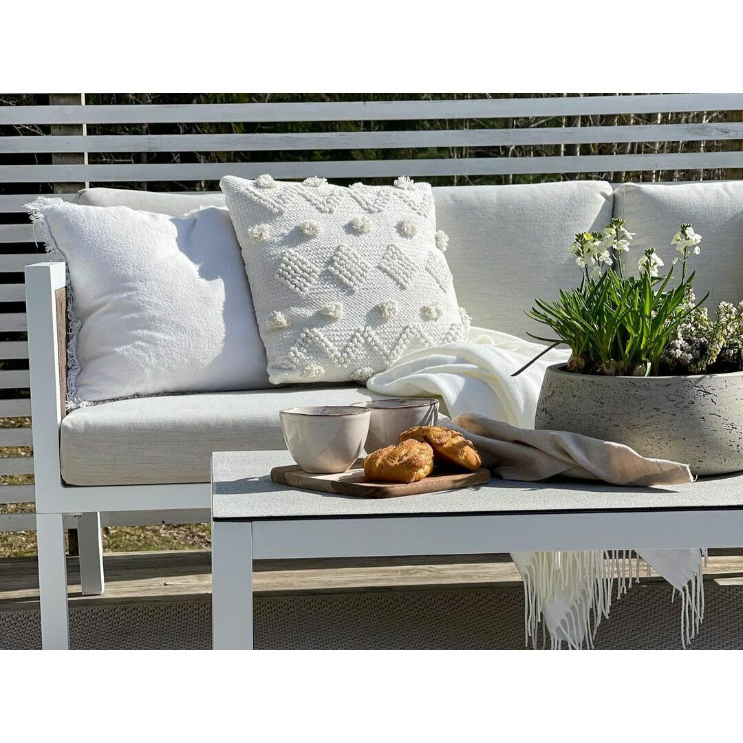 4 Seater Aluminium Garden Corner Sofa Set White and Brown Borello