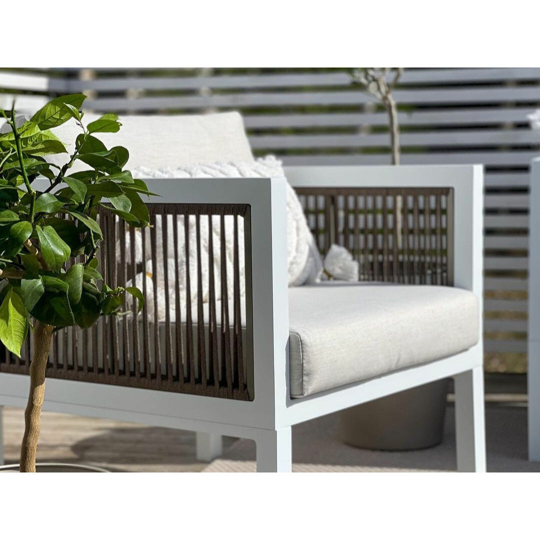 Borello 5 Seater Garden Sofa Set White and Brown