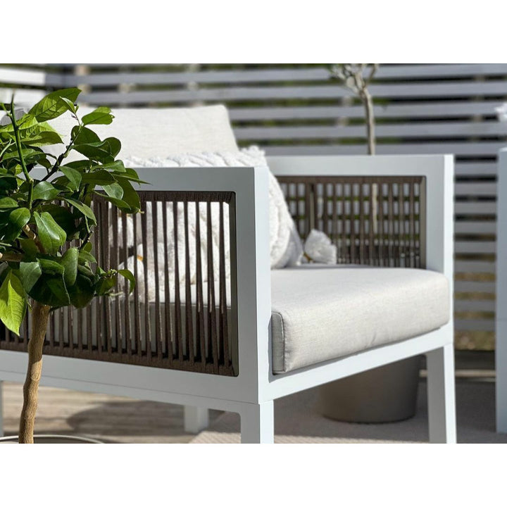 Borello 5 Seater Garden Sofa Set White and Brown