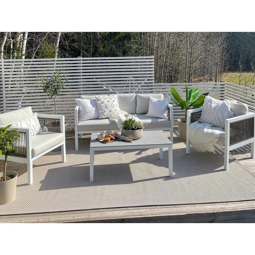 Borello 5 Seater Garden Sofa Set White and Brown