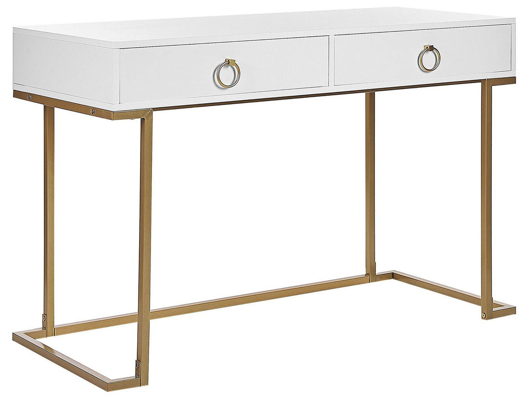 Home Office Desk / 2 Drawer Console Table Black with Gold Westport