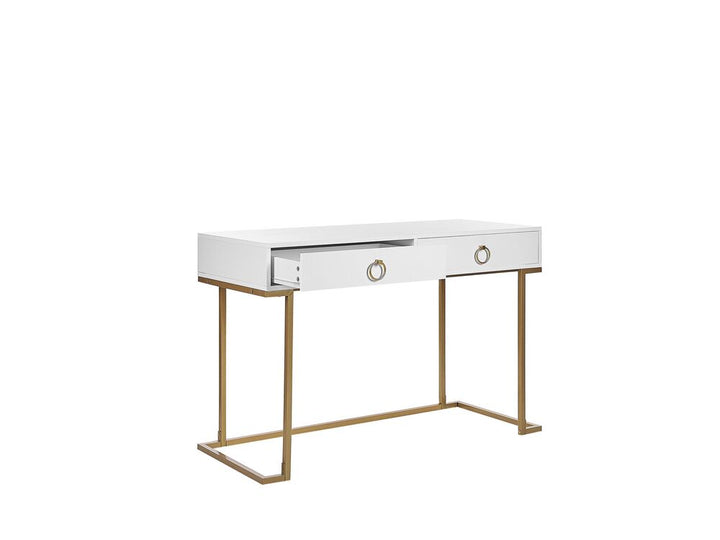 Home Office Desk / 2 Drawer Console Table Black with Gold Westport