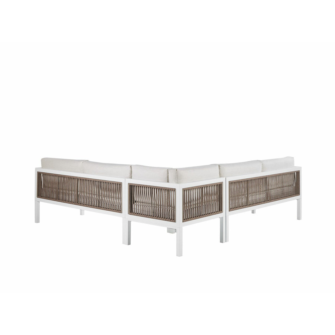 4 Seater Aluminium Garden Corner Sofa Set White and Brown Borello