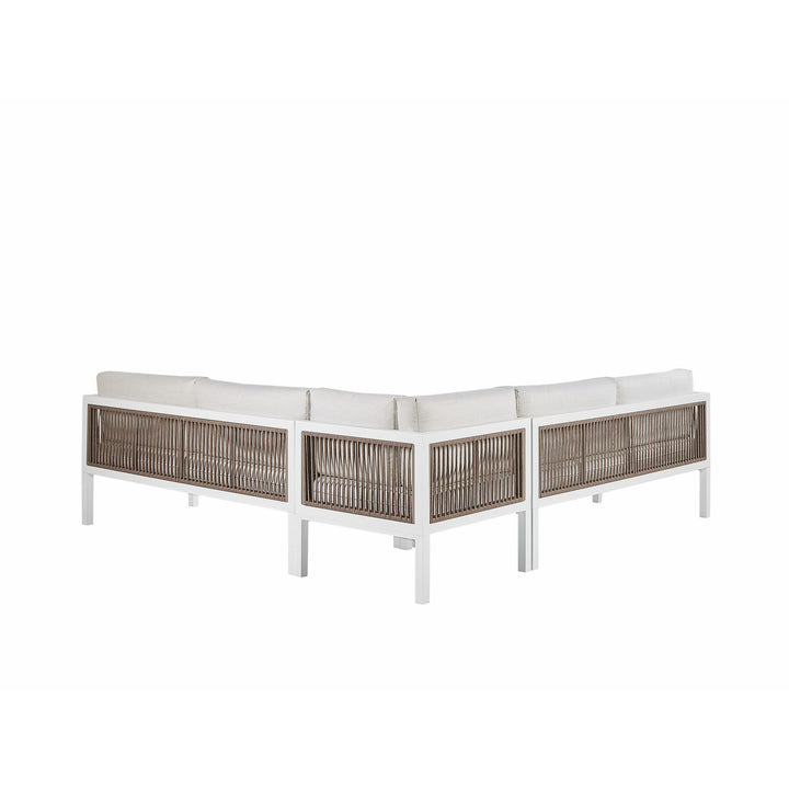 4 Seater Aluminium Garden Corner Sofa Set White and Brown Borello