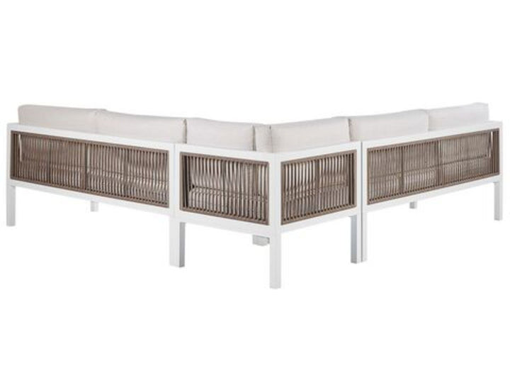 Borello Left Hand 4 Seater Aluminium Garden Corner Sofa Set White and Brown