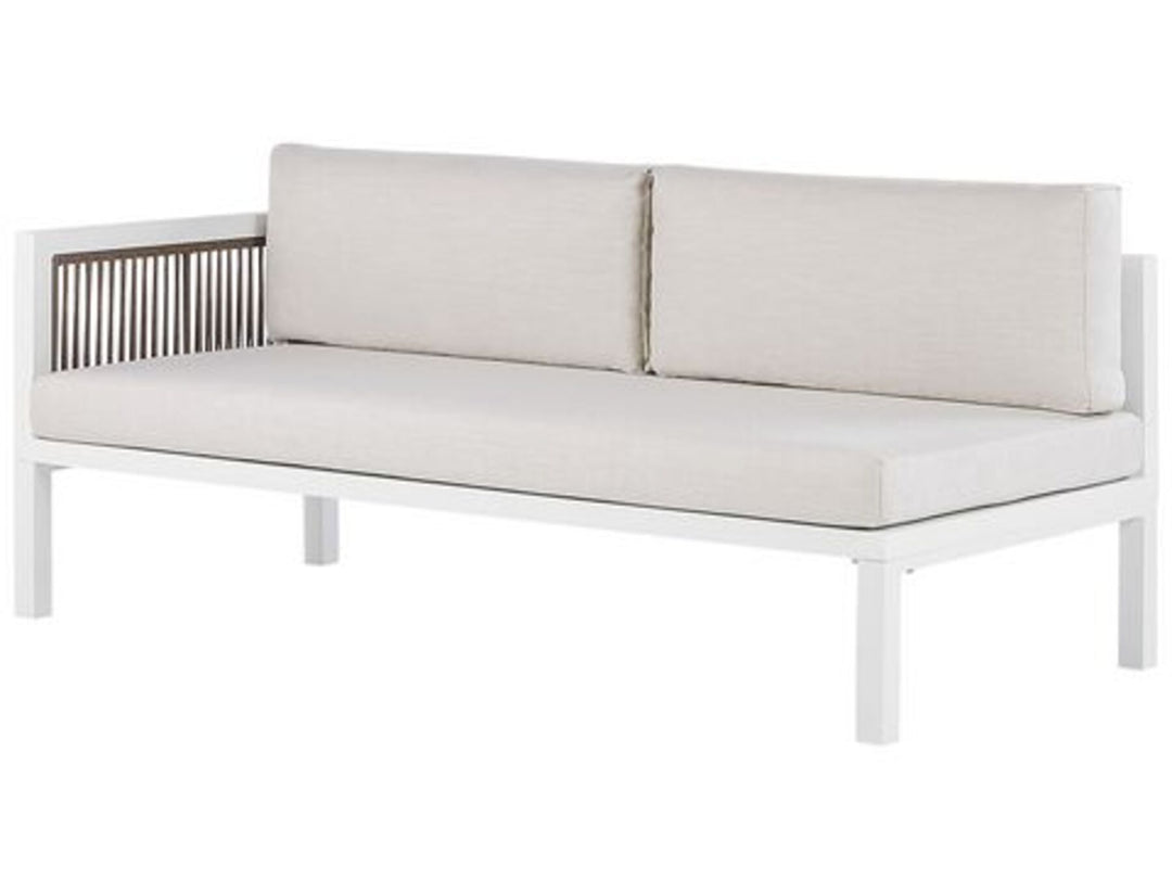 Borello Left Hand 4 Seater Aluminium Garden Corner Sofa Set White and Brown