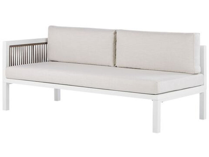 Borello Left Hand 4 Seater Aluminium Garden Corner Sofa Set White and Brown