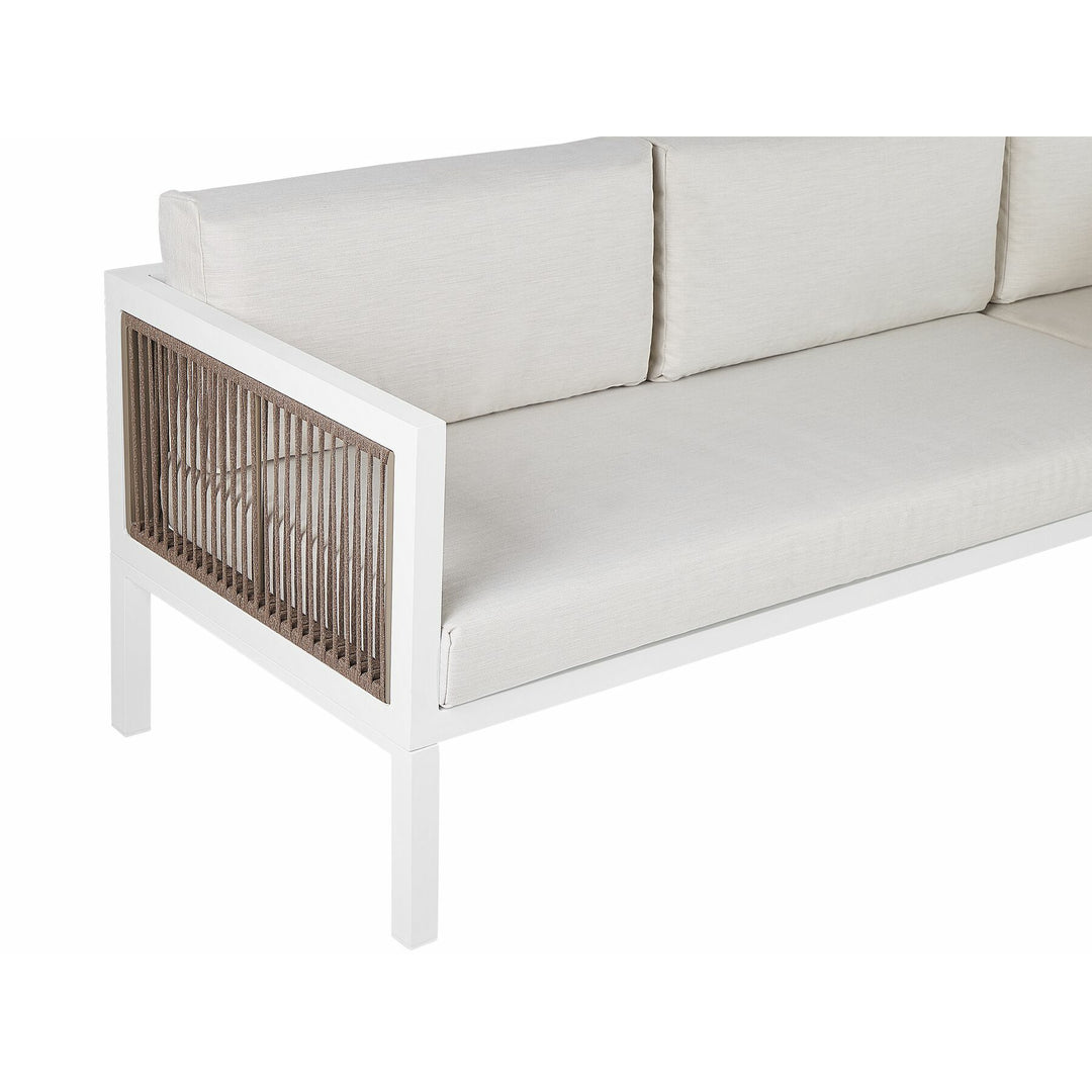 4 Seater Aluminium Garden Corner Sofa Set White and Brown Borello