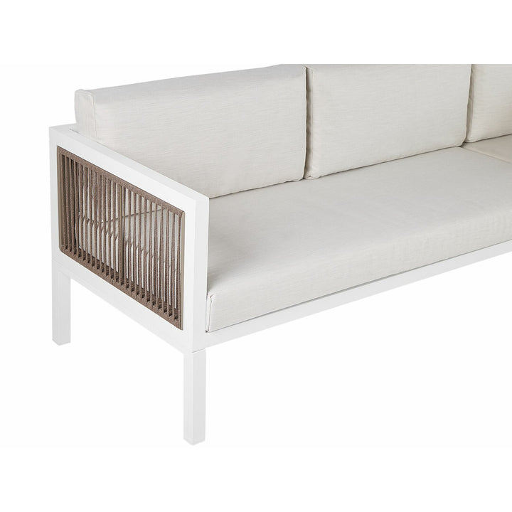 4 Seater Aluminium Garden Corner Sofa Set White and Brown Borello