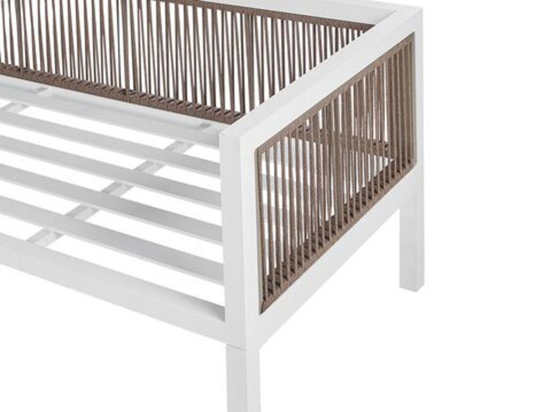 Borello Left Hand 4 Seater Aluminium Garden Corner Sofa Set White and Brown