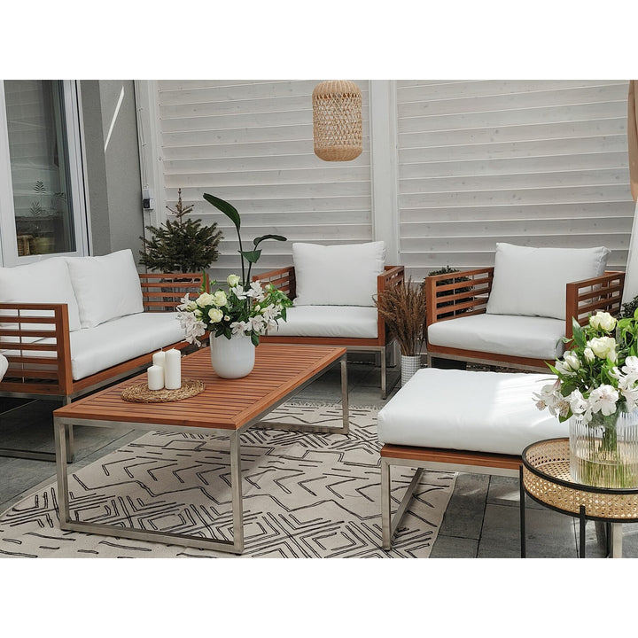 Bermuda 4 Seater Acacia Wood Garden Sofa Set White